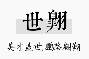 世翱名字的寓意及含义