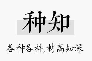 种知名字的寓意及含义