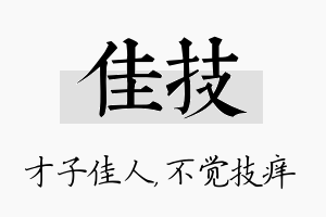 佳技名字的寓意及含义