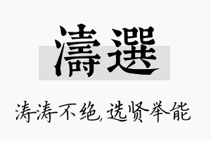 涛选名字的寓意及含义