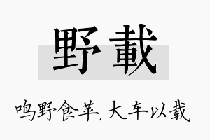 野载名字的寓意及含义