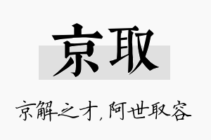 京取名字的寓意及含义