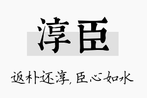 淳臣名字的寓意及含义