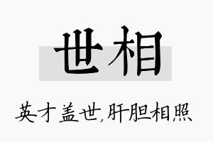 世相名字的寓意及含义