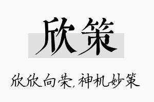 欣策名字的寓意及含义