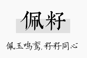 佩籽名字的寓意及含义