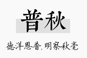 普秋名字的寓意及含义