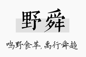 野舜名字的寓意及含义