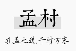 孟村名字的寓意及含义