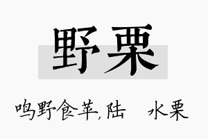 野栗名字的寓意及含义