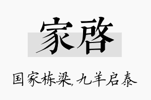 家启名字的寓意及含义