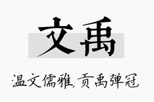 文禹名字的寓意及含义