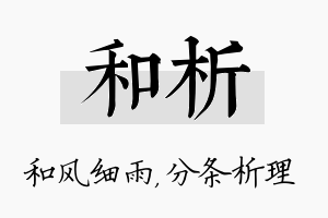 和析名字的寓意及含义