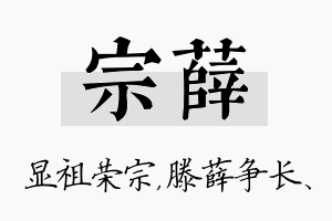 宗薛名字的寓意及含义