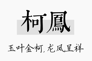 柯凤名字的寓意及含义