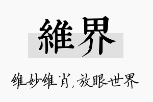 维界名字的寓意及含义