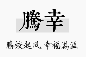 腾幸名字的寓意及含义