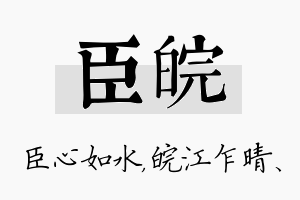 臣皖名字的寓意及含义