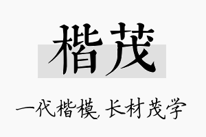 楷茂名字的寓意及含义