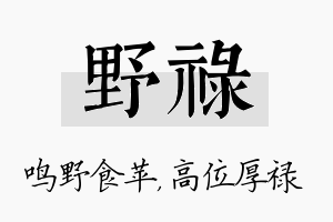 野禄名字的寓意及含义