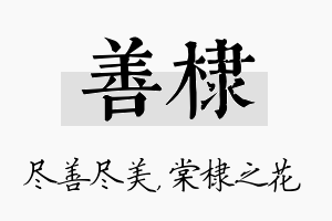 善棣名字的寓意及含义