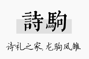 诗驹名字的寓意及含义