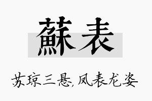 苏表名字的寓意及含义