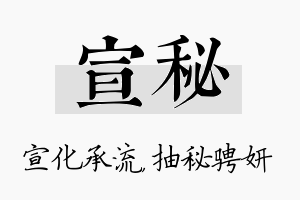 宣秘名字的寓意及含义