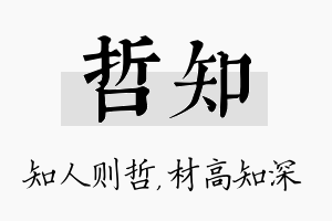 哲知名字的寓意及含义