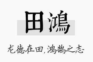 田鸿名字的寓意及含义