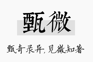 甄微名字的寓意及含义