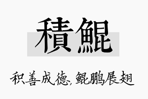 积鲲名字的寓意及含义