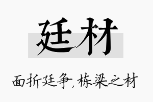 廷材名字的寓意及含义