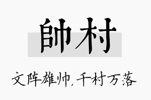 帅村名字的寓意及含义