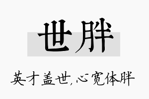 世胖名字的寓意及含义