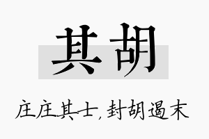 其胡名字的寓意及含义