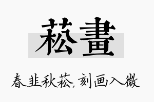 菘画名字的寓意及含义