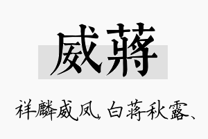 威蒋名字的寓意及含义