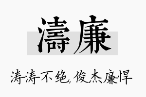 涛廉名字的寓意及含义