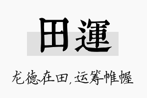 田运名字的寓意及含义