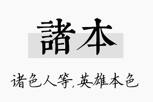 诸本名字的寓意及含义