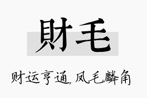 财毛名字的寓意及含义