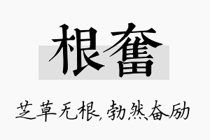 根奋名字的寓意及含义