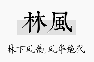 林风名字的寓意及含义