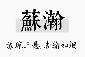 苏瀚名字的寓意及含义