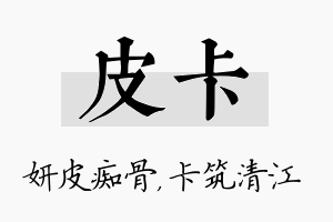 皮卡名字的寓意及含义