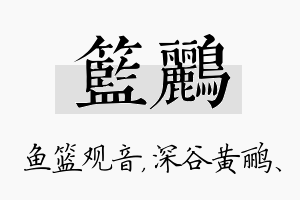 篮鹂名字的寓意及含义