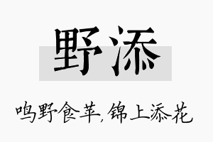 野添名字的寓意及含义