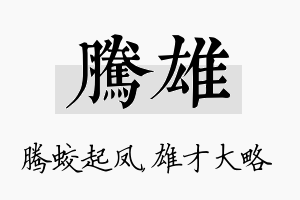 腾雄名字的寓意及含义