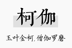 柯伽名字的寓意及含义